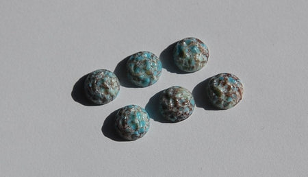 Vintage Bumpy Turquoise Matrix Glass Cabochon 10mm cab813F