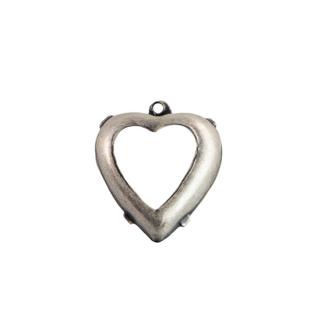 15mm Aquamarine Faceted Glass Heart Stone in 1 Loop Open Back Setting