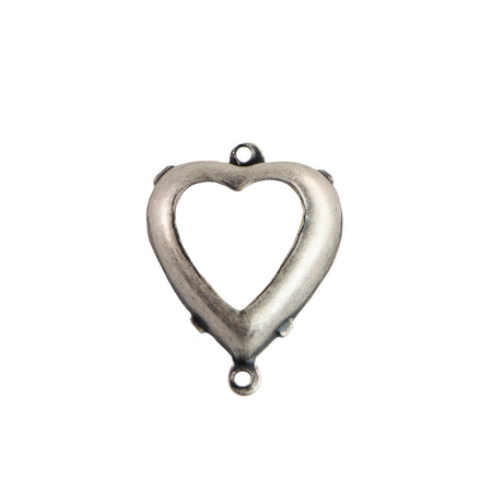 15mm Clear Faceted Glass Heart Stone in 2 Loop Open Back Setting