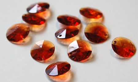 Vintage Faceted Tortoise Brown Round Disk Charms Drops 15mm (12) chr026E