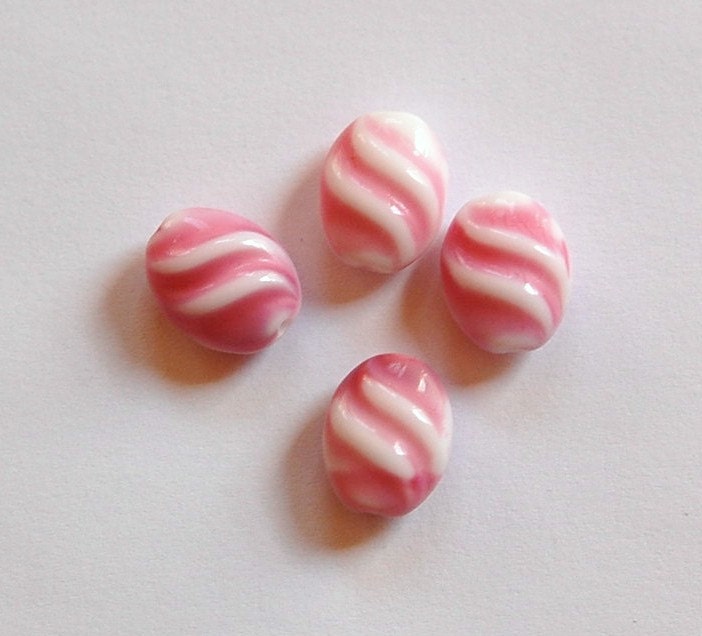 Vintage Pink and White German Glass Focal Beads grm003B