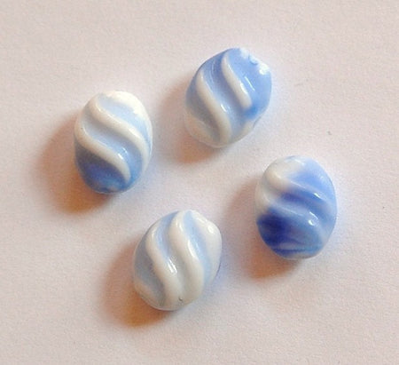 Vintage Blue and White German Glass Focal Beads (4) grm003C