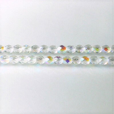 4mm Crystal AB Czech Faceted Firepolish Glass Beads  (50)