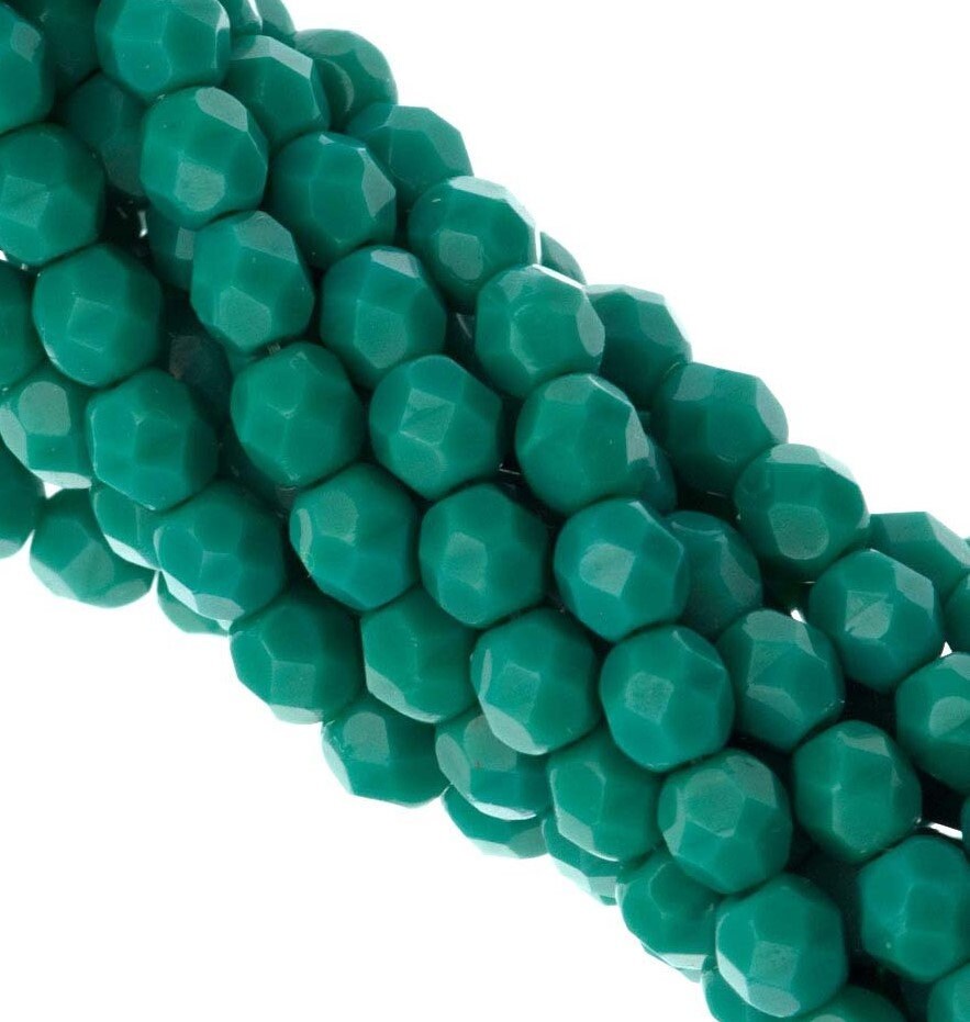 4mm Persian Turquoise Czech Faceted Firepolish Glass Beads (50)