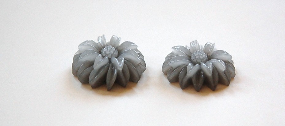 2 Tone Gray Double Layered Acrylic Flower Cabochon 19mm (4) cab850C