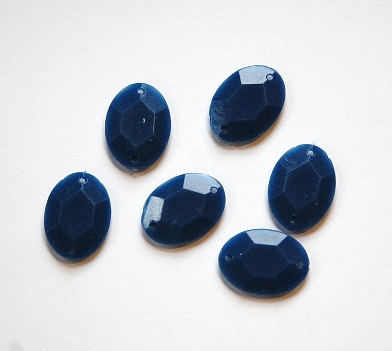 Vintage Navy Blue Plastic Faceted Drops Connectors bds031F