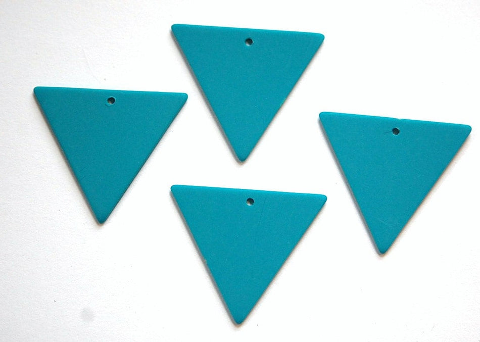 Vintage Bottom Hole Plastic Teal Blue Triangle Charm Pendant chr017A