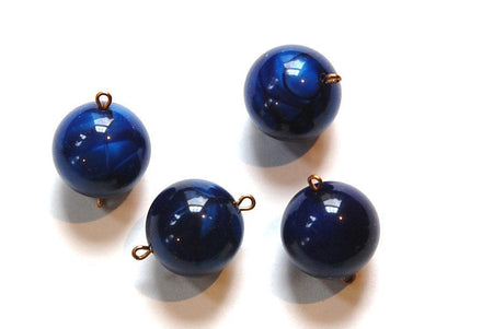 Vintage 2 Tone Blue Silky Swirled Acrylic Bead Connectors chr081