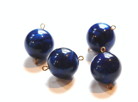 Vintage 2 Tone Blue Silky Swirled Acrylic Bead Connectors chr081