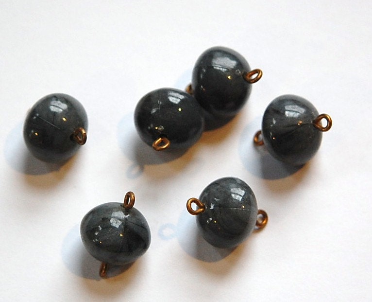 Vintage Gray Marbled Acrylic 2 Loop Connector Beads chr082
