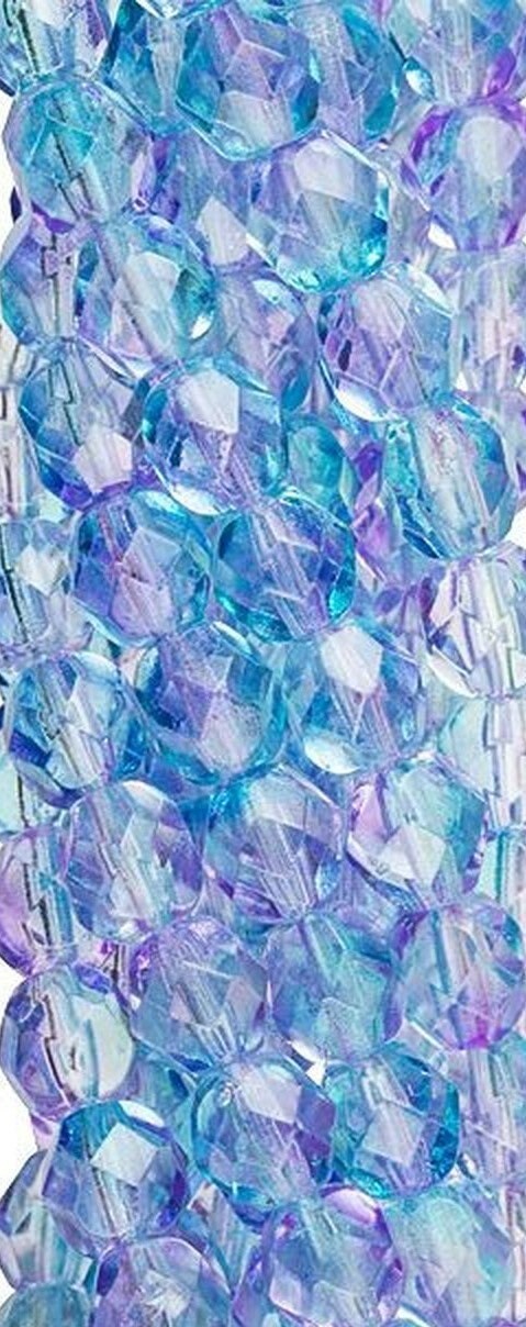 6mm Dual Coated Pink Blue Czech Faceted Firepolish Glass Beads (25)