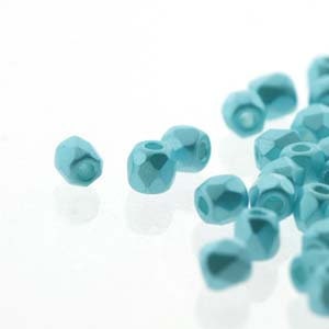2mm Pastel Aqua True 2 Czech Faceted Fire Polished Glass Beads (2g)