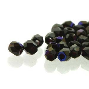 2mm Jet Azuro True 2 Czech Faceted Fire Polished Glass Beads (2g)