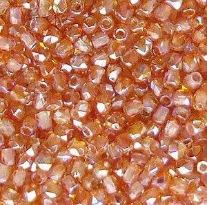 2mm Crystal Orange Rainbow True 2 Czech Faceted Fire Polished Glass Beads (2g)