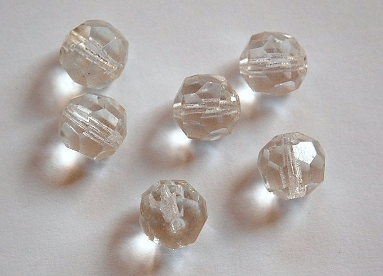 Vintage Crystal Clear Faceted Beads Germany grm035C