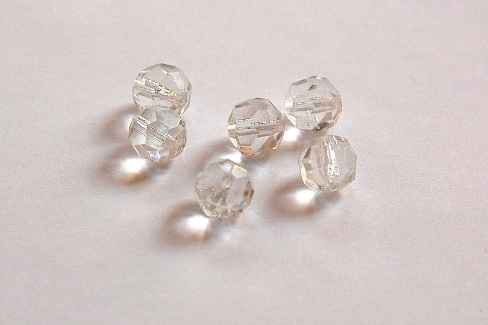 Vintage Crystal Clear Faceted Beads Germany grm035C
