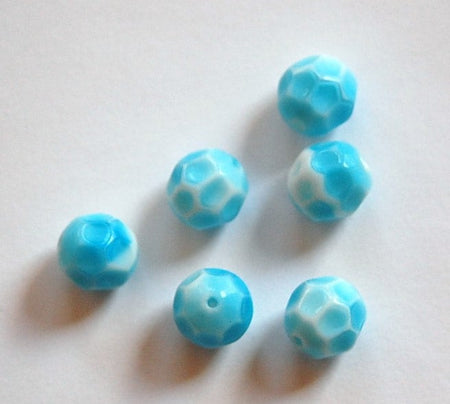 Vintage Unusual Blue and White Faceted Beads Germany grm036