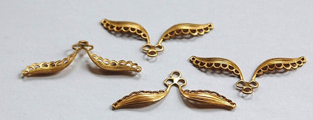 Raw Brass Dapped Multi Loop Leaf or Wing Findings (4) mtl196