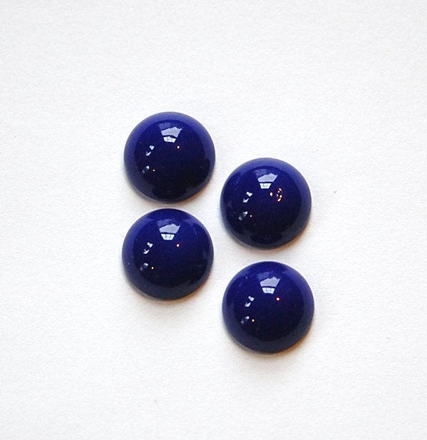 Vintage Opaque Blue Glass Cabochons 11mm cab703BB