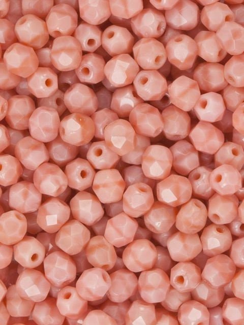 3mm Pink Coral Czech Faceted Luster Firepolish Glass Beads (50)