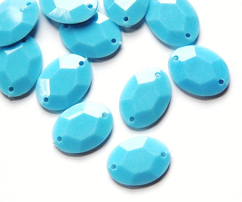 Vintage Blue Plastic Faceted Drops Connectors bds031H