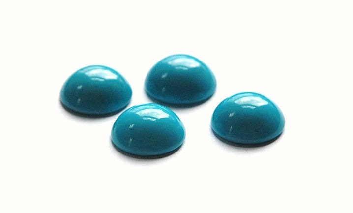 Vintage Turquoise Blue Glass Cabochons 15mm cab705AA