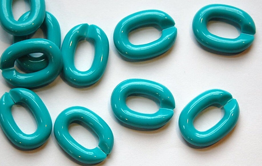 Vintage Plastic Connector Linking Links Turquoise Blue LG (25) bds605F