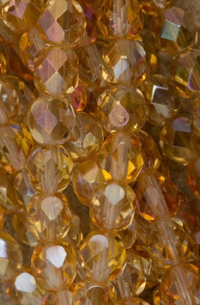 6mm Crystal Celsian Czech Firepolish Faceted Glass Beads (25)