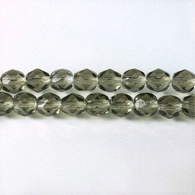 6mm Black Diamond Czech Faceted Firepolish Glass Beads (25)