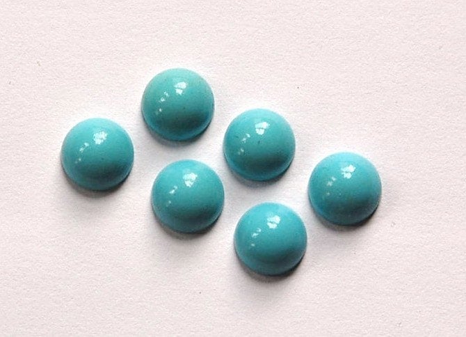 Vintage Opaque Turquoise Blue Acrylic Domed Cabochons 9mm cab702Y