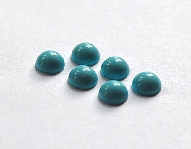 Vintage Opaque Turquoise Blue Acrylic Domed Cabochons 9mm cab702Y