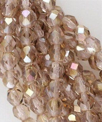 6mm Twilight Light Amethyst Czech Faceted Firepolish Glass Beads (25)