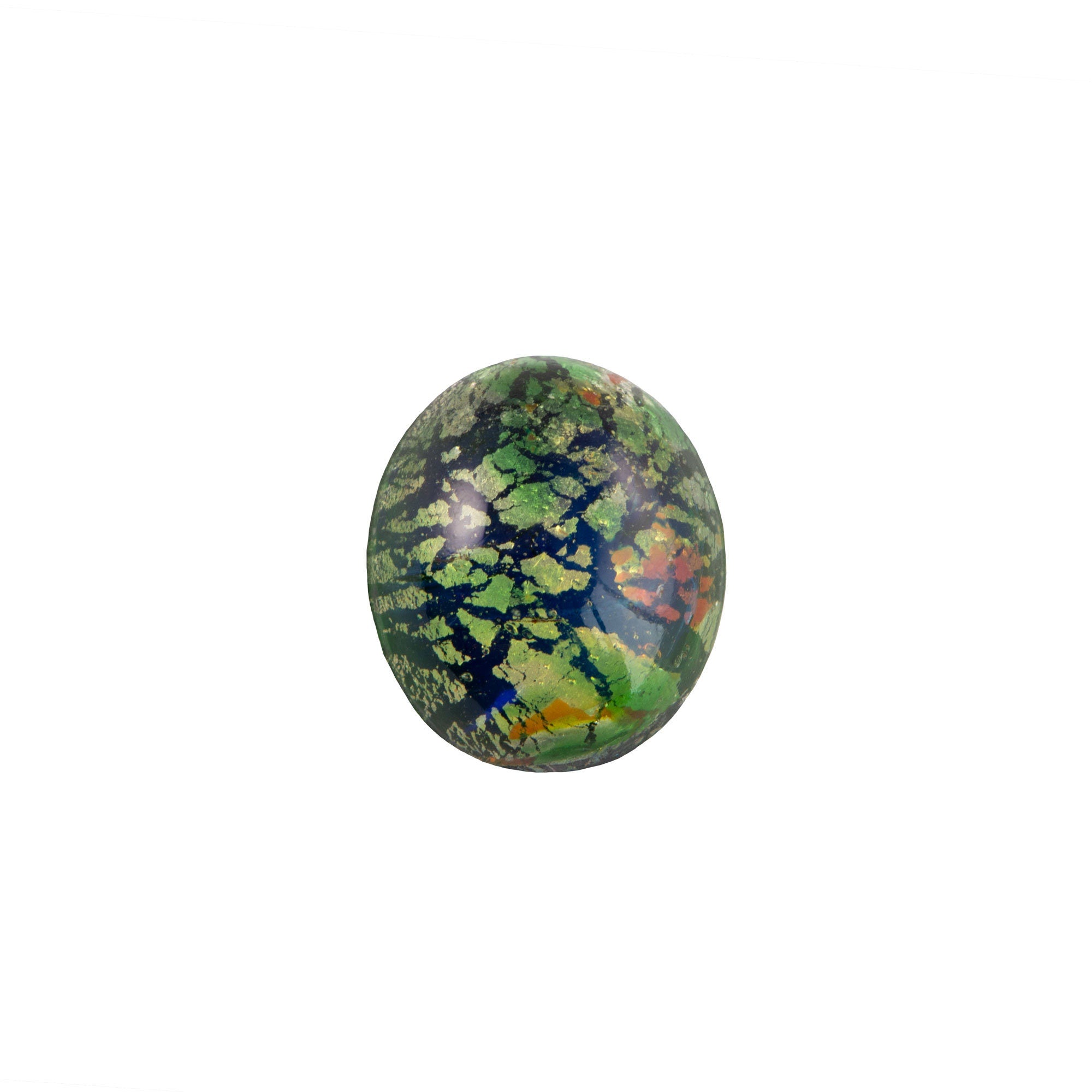 Green Foil Opal Glass Cabochons 12x10mm (2) cab5003B