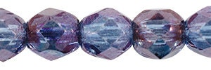 4mm Luster Transparent Denim Blue Czech Faceted Firepolish Glass Beads (50)