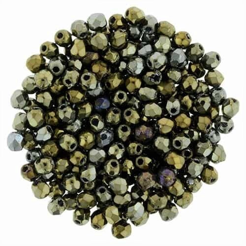 3mm Iris Brown Faceted Glass Fire Polish Czech Beads (50)