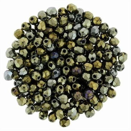 3mm Iris Brown Faceted Glass Fire Polish Czech Beads (50)