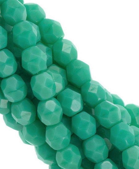 4mm Green Turquoise Czech Faceted Firepolish Glass Beads (50)