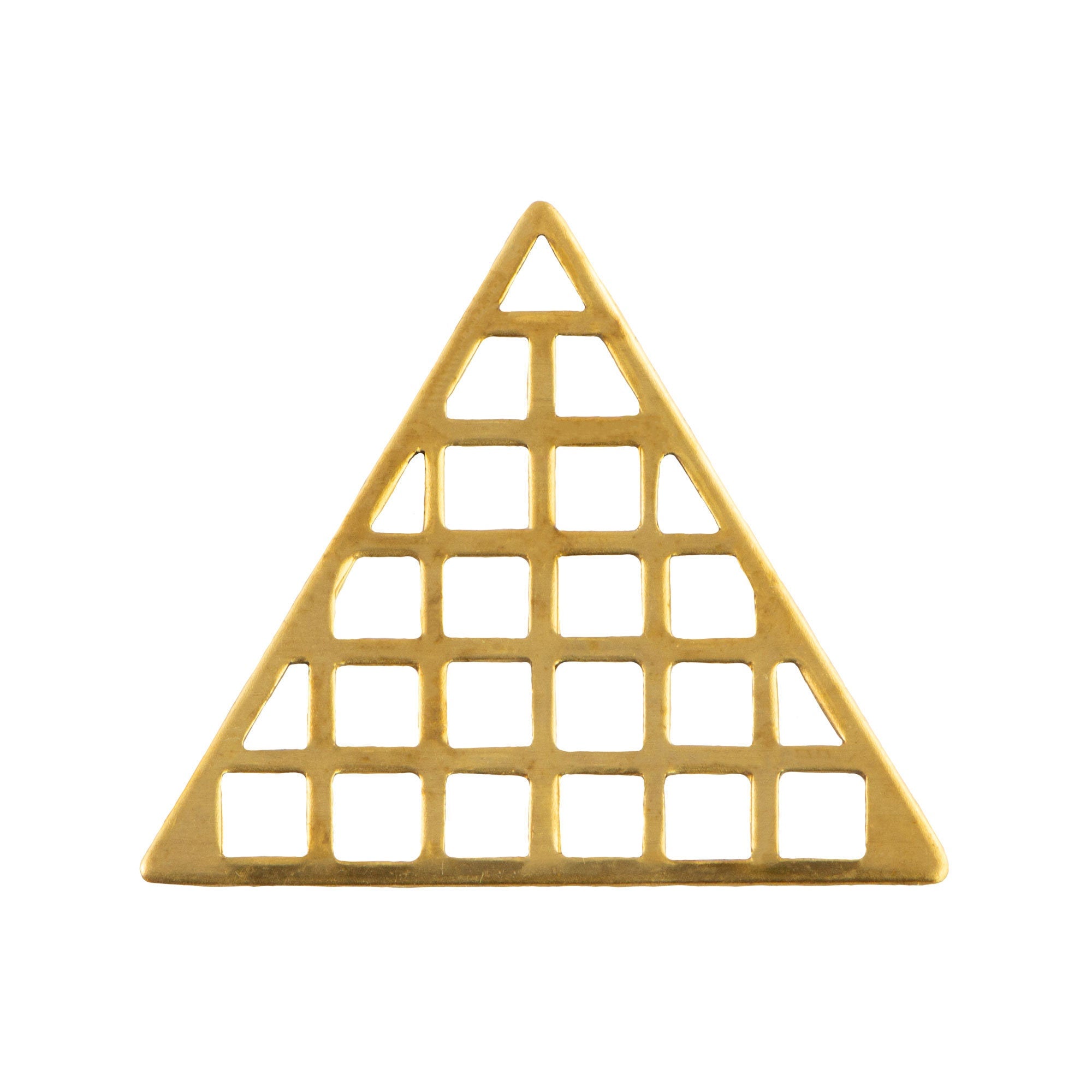 Triangle with Grid Raw Brass Pendant Findings 39mm (2)