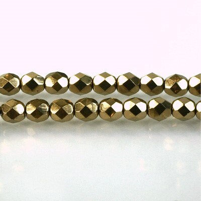 6mm Bronze Firepolish Czech Faceted Glass Beads (25)