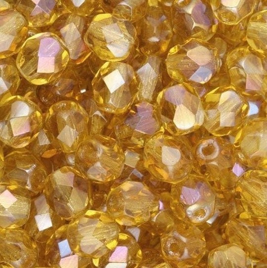 6mm Twilight Topaz Firepolish Czech Faceted Glass Beads (25)