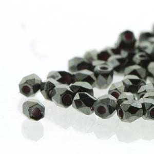 2mm Jet Hematite True 2 Czech Faceted Fire Polished Glass Beads (2g)