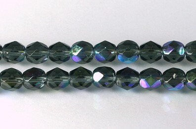 6mm Montana Blue AB Czech Faceted Firepolish Glass Beads (25)