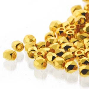 2mm Crystal 24K Gold Plate True 2 Czech Faceted Fire Polished Glass Beads (2g)