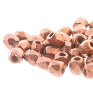 2mm Bronze Fire Red True 2 Czech Faceted Fire Polished Glass Beads (2g)