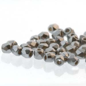 2mm Pastel Light Grey True 2 Czech Faceted Fire Polished Glass Beads (2g)
