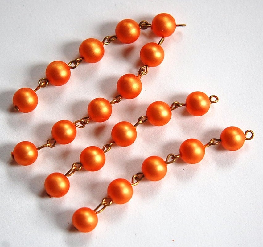 Vintage Metallic Orange Acrylic Beaded Drops drp106