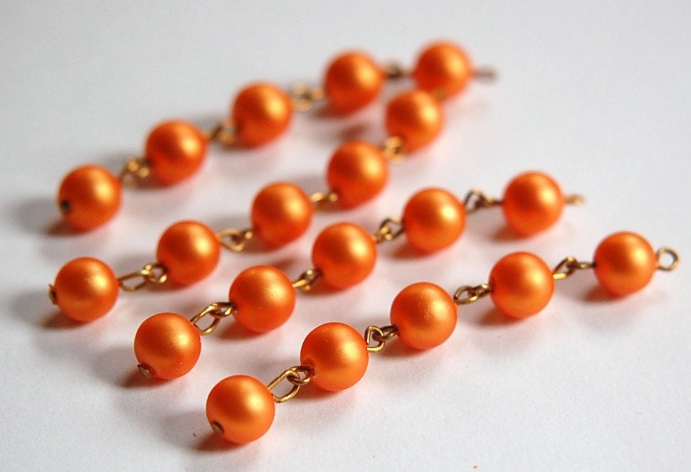 Vintage Metallic Orange Acrylic Beaded Drops drp106