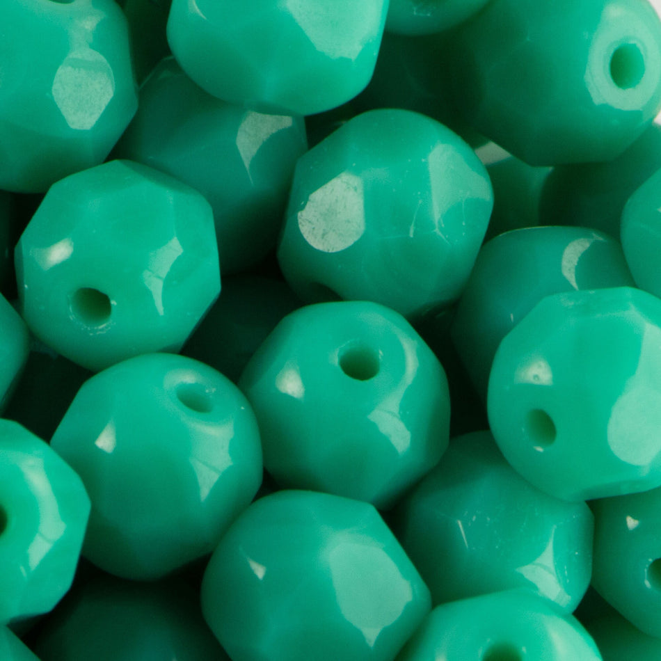 6mm Opaque Turquoise Czech Firepolish Faceted Glass Beads (25)
