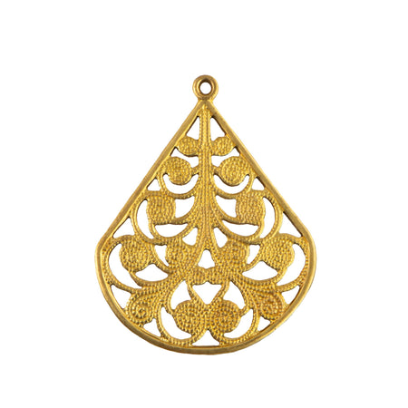 Raw Brass Filigree Teardrop Pendant Charm 29mm (4)