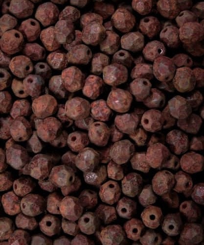 6mm Red Stone Picasso Czech Firepolish Faceted Glass Beads (25)